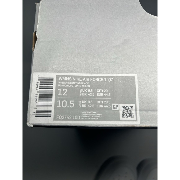 Nike Air Force 1 '07 White Melon Tint W - Sz 12 - FQ2742 100 - Pre Owned/No Lid - Picture 4 of 6